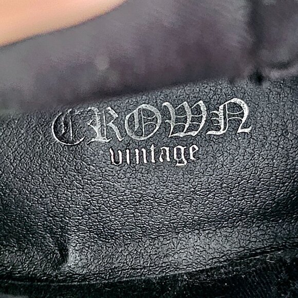 Crown Vintage Black Ankle Boots 8.5M Leather Block Heel‎ Womens Liberty《974》B - Picture 8 of 9